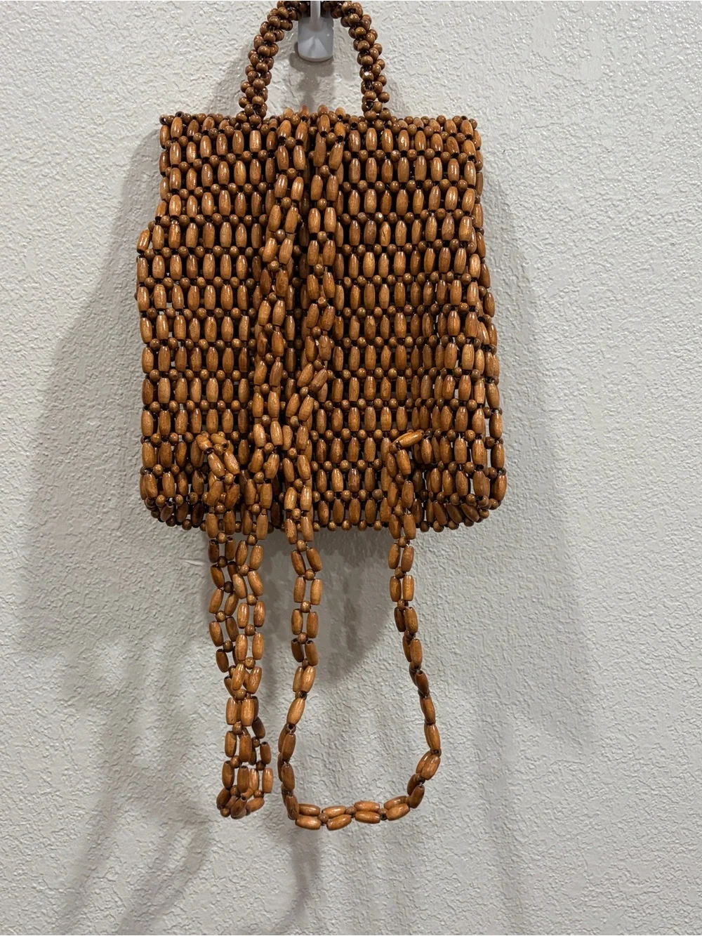 Handcrafted Brown Beaded Backpack